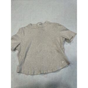 Fabletics cream crop top shirt women Large